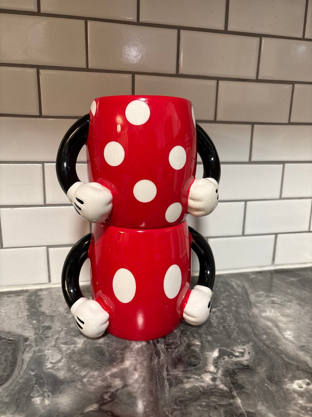 Disney Mickey & Minnie Mugs with 2 Arms for Handles